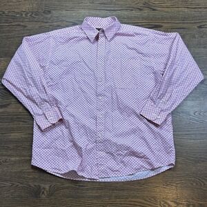 Ariat Shirt Men XL Pink Black Geometric Diamond Print Button Down Western Rodeo